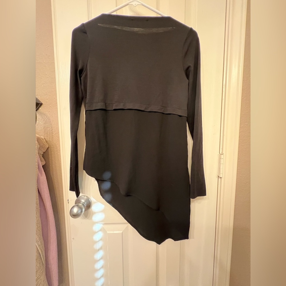 Zara size small asymmetrical tiered black top - Picture 2 of 4